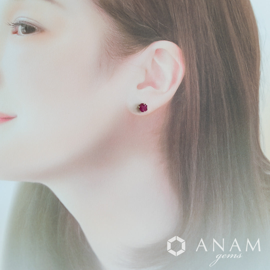 【7月誕生石】ルビー 原石ピアス SV925