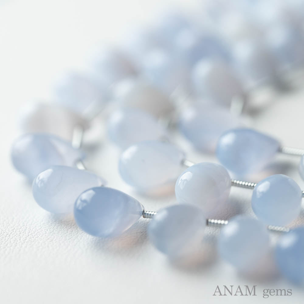 ブルーレース アゲート スムース ドロップ-ANAM gems‖ハンドメイドアクセサリー用天然石ビーズを卸売価格で販売♪