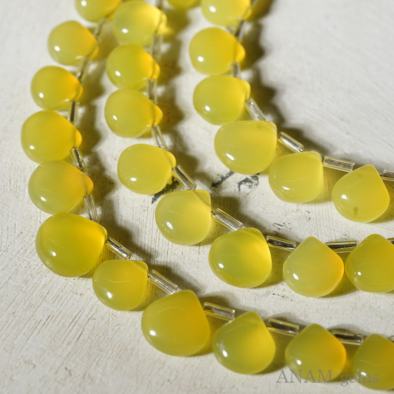 カナリーイエローカルセドニー スムース マロンシェイプ【ビーズfriend夏号(vol.79)掲載】