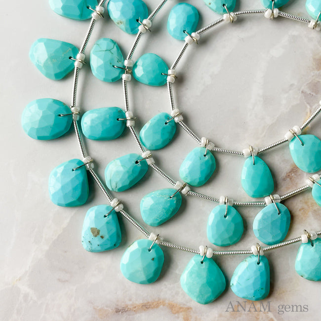 アリゾナターコイズ ローズカット スライス ビーズ