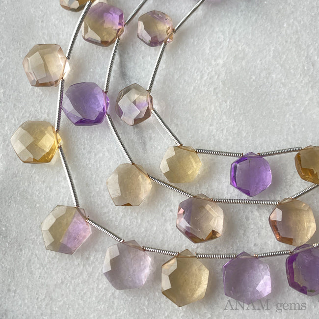 ピンクアメジスト シトリン アメトリン ヘキサゴンシェイプ