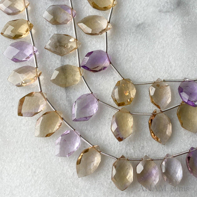 Pink Amethyst Citrin Ametron Long Hexagon