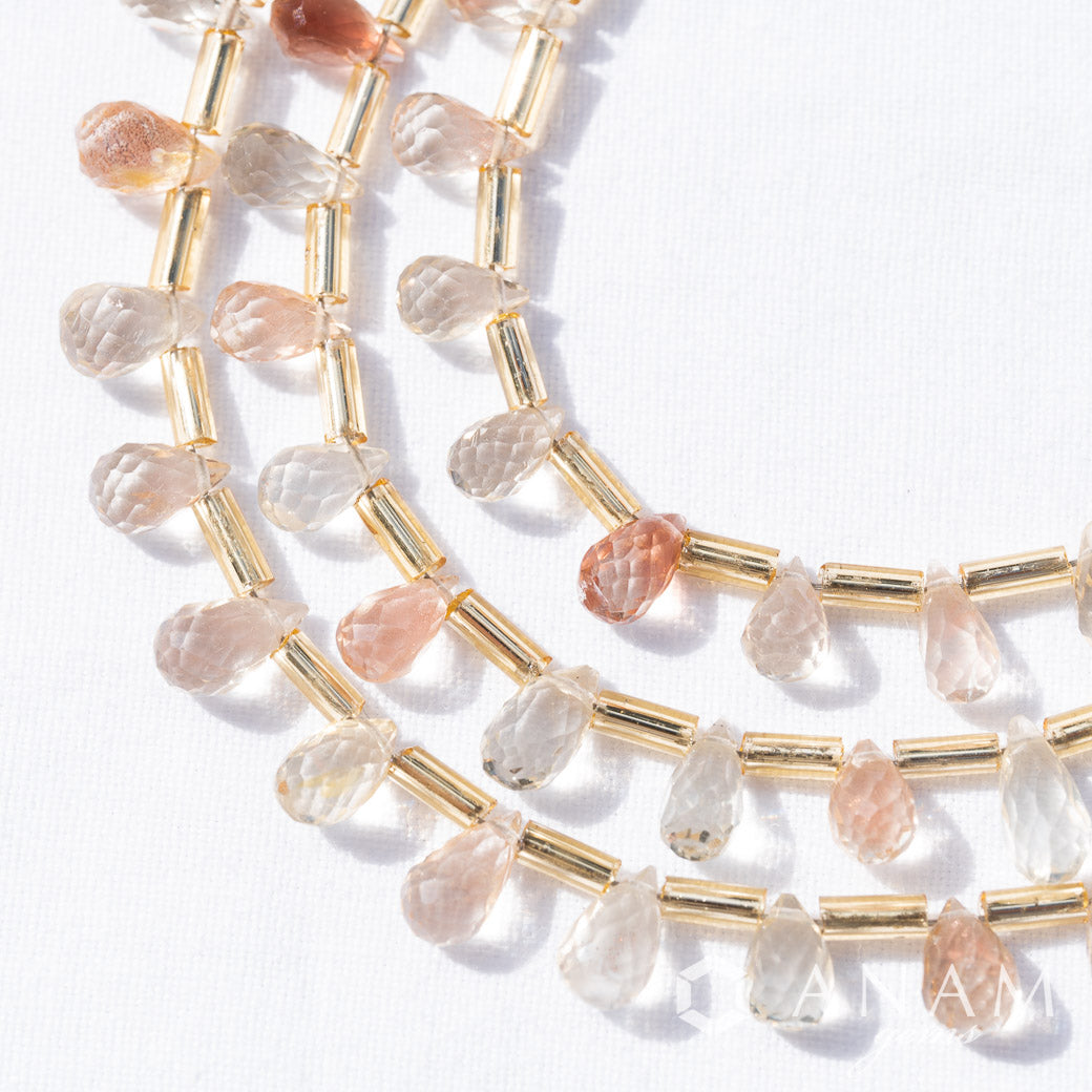 オレゴン サンストーン ドロップ カット ビーズ