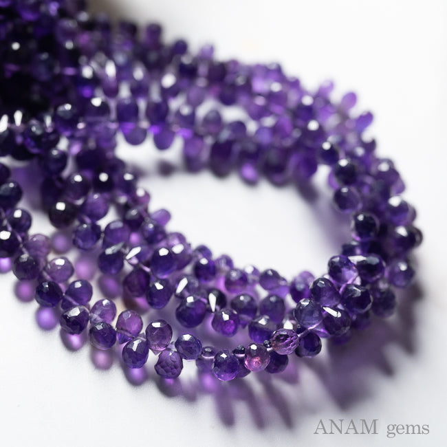 アメジスト ドロップカット(ブリオレットカット)【ビーズfriend夏号(vol.79)掲載】