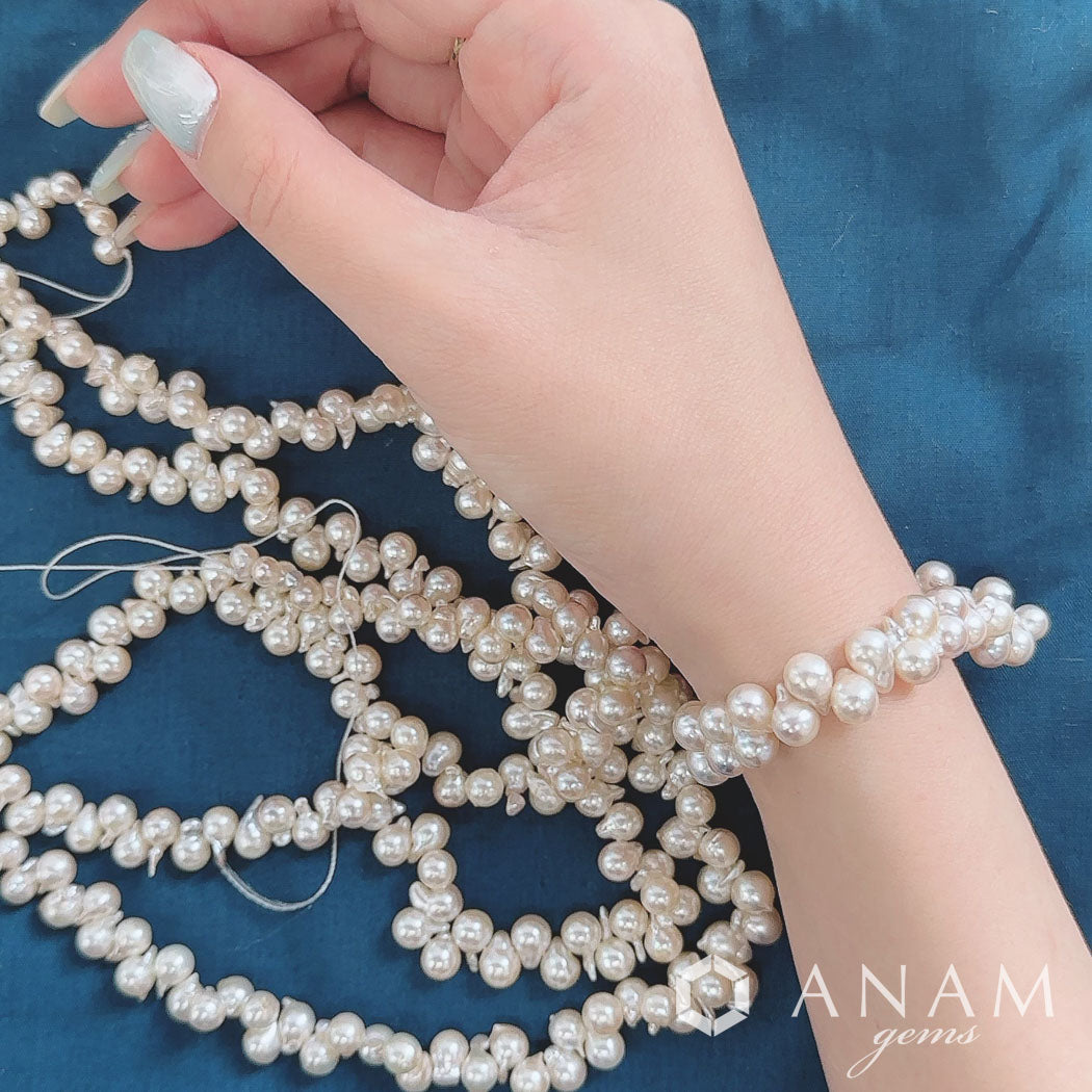 【希少品】あこやパール ツノタイプ バロック ホワイト 45cm 2.5-6mm