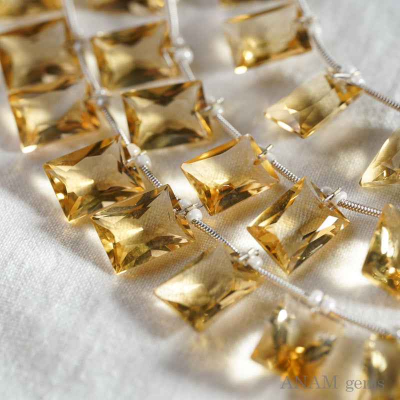 【Repeat Many】 Citrin Lectangle Facet Cut Beads