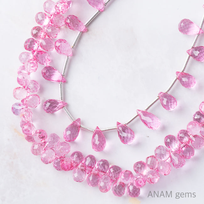 Cootin Pink Topaz Drop (Briolette)-ANAM gems‖ハンドメイド