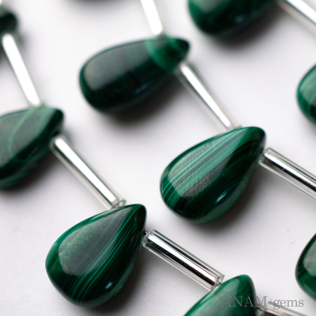 マラカイト スムース ペアシェイプ ビーズ