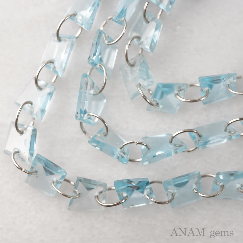 ブルートパーズ ファセット Wホール ビーズ