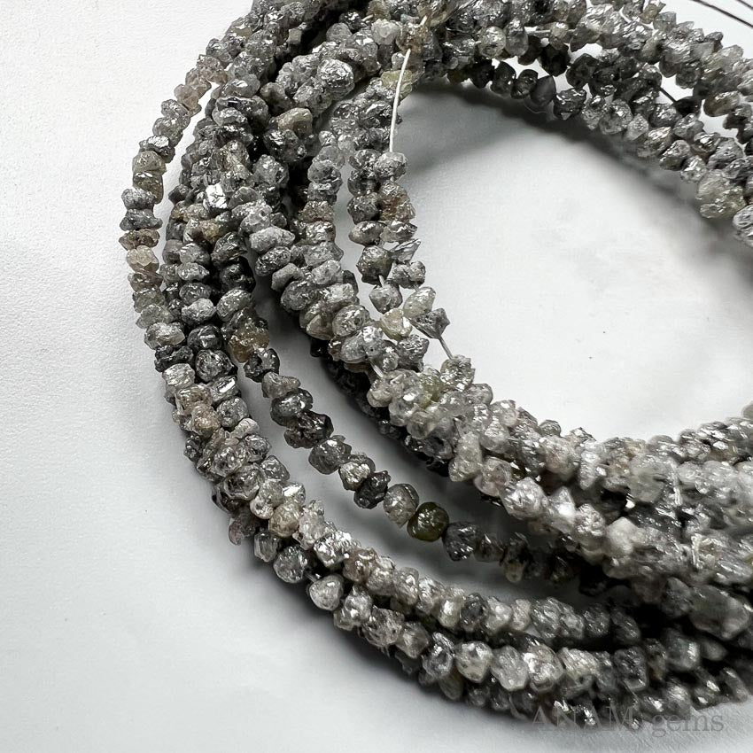 【粒売り追加!】【強蛍光】②0グレー ダイヤモンド ラフロック 1連 40cm(ダイアモンド)