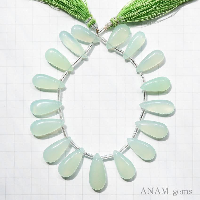 Light Green Calcedney Smooth Long Pair Shape