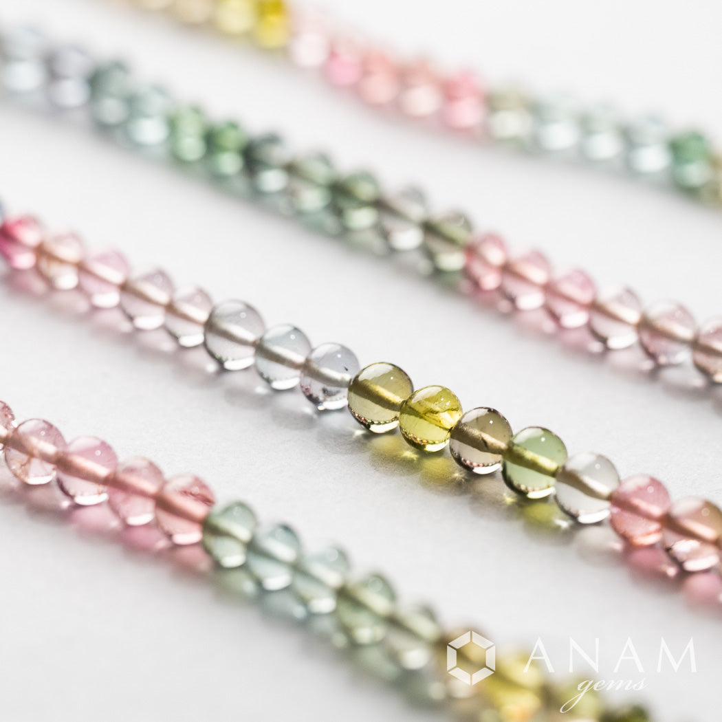 【希少パステルカラー】マルチカラー トルマリン ラウンド 3.5mm【ツーソンジェムショー】