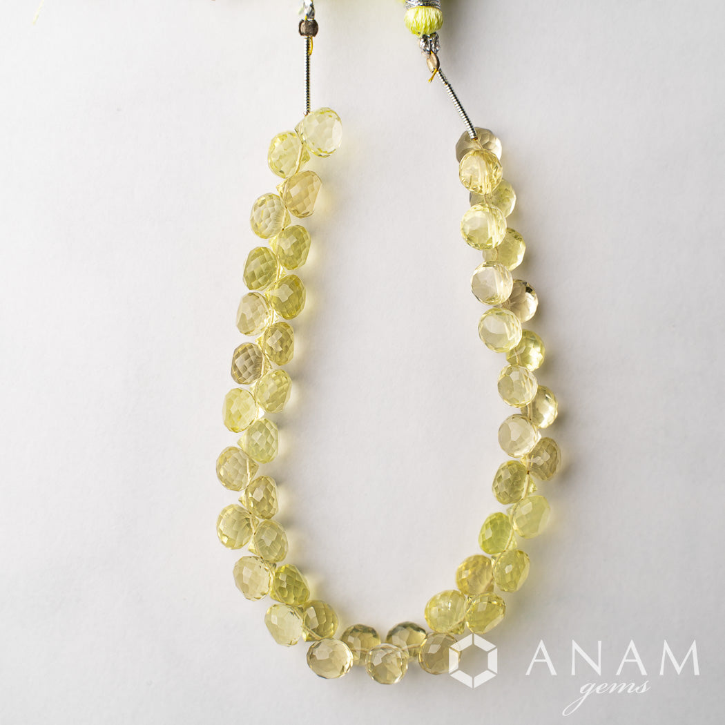 レモンクォーツ オニオンカット|透明感と丸みを楽しむ、果実のようなビーズ