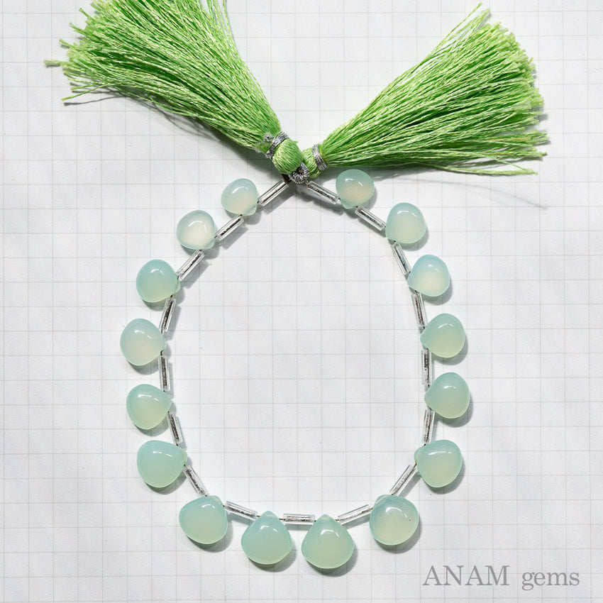 ライトグリーン カルセドニー スムース マロンシェイプ