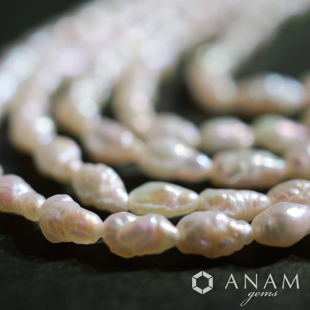 模様あり 淡水パール ライス ビーズ