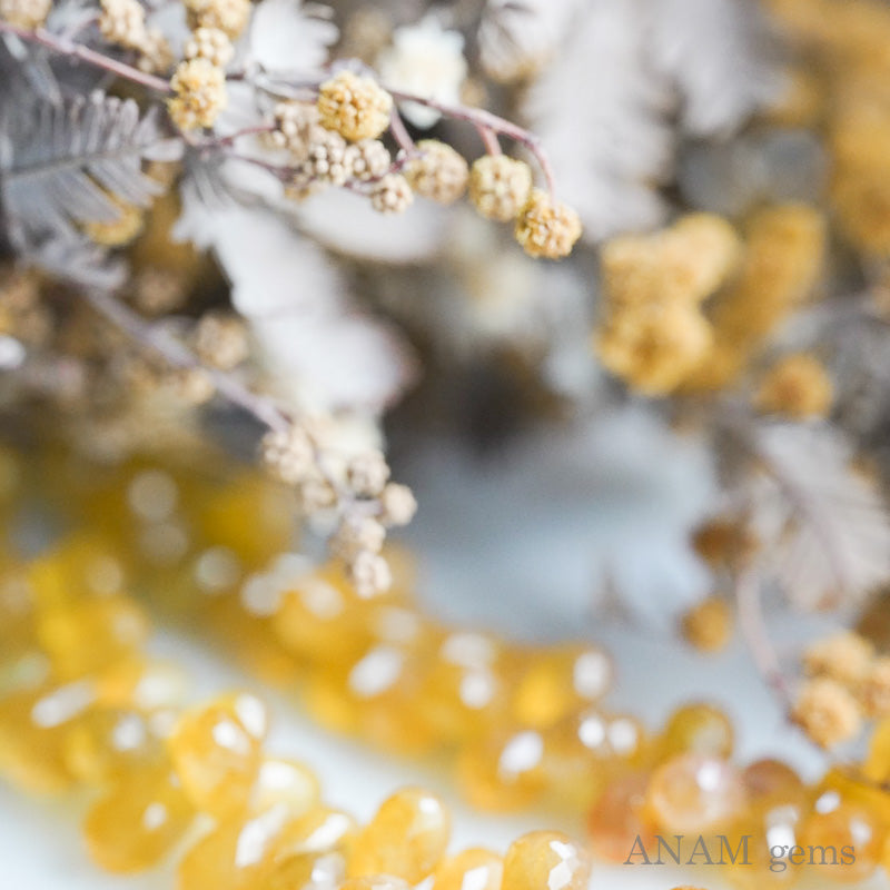 イエローサファイアドロップカット(サファイヤ)【ビーズfriend夏号(vol.79)掲載】