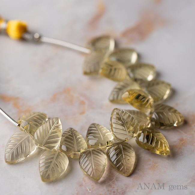 ビアクォーツ リーフカービング ビーズ