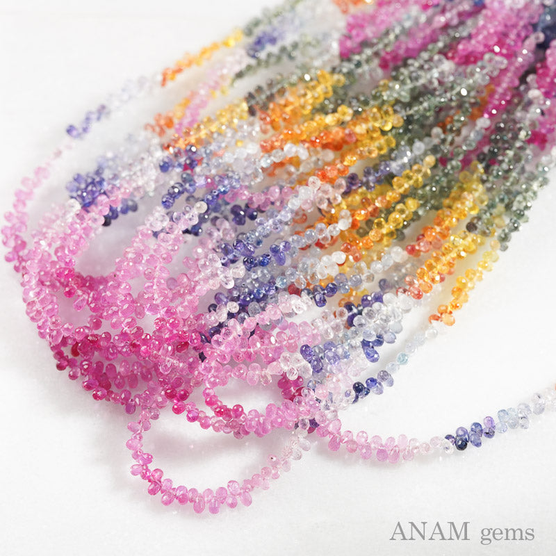 【よくあるのより透明度高い!】マルチカラー サファイア ブリオレット(ドロップ)