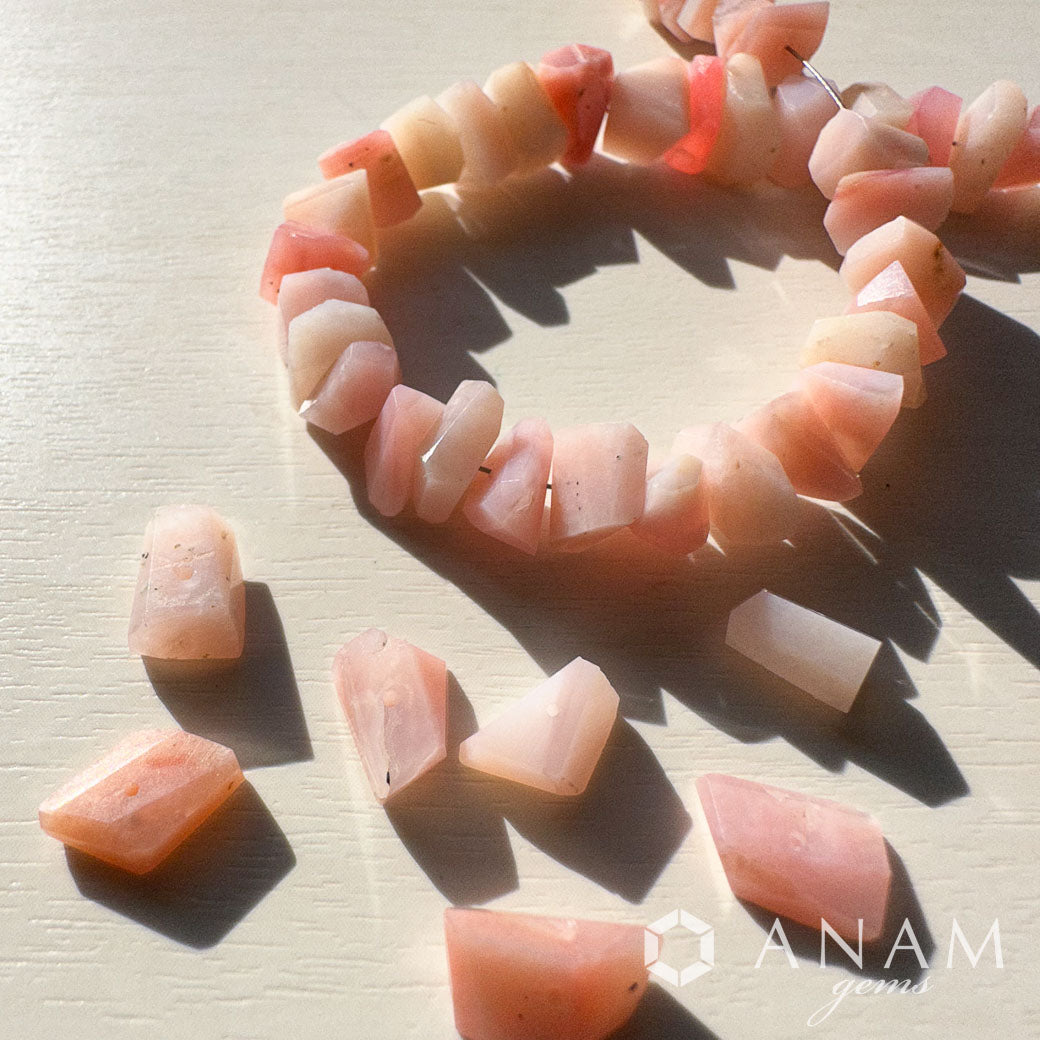 ピンクオパール ラフ ボタン タンブル