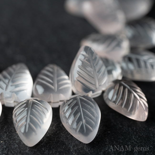 ローズクォーツ リーフカービング ビーズ