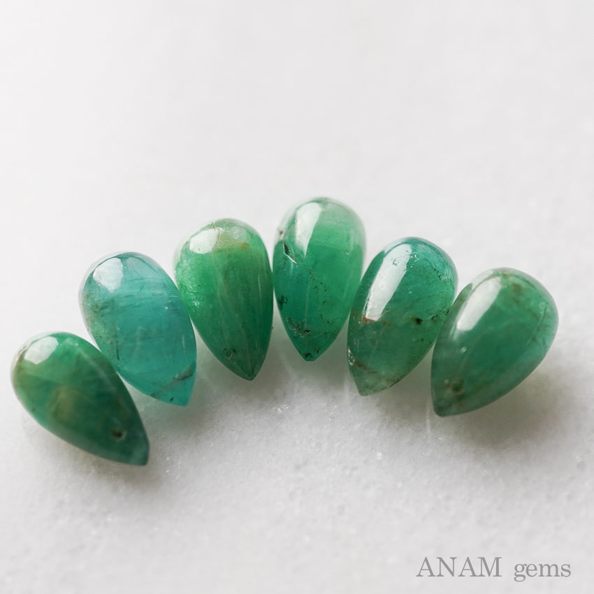 【1cm超え大粒】エメラルド スムースドロップ ビーズ【ザンビア産】【ビーズfriend夏号(vol.79)掲載】