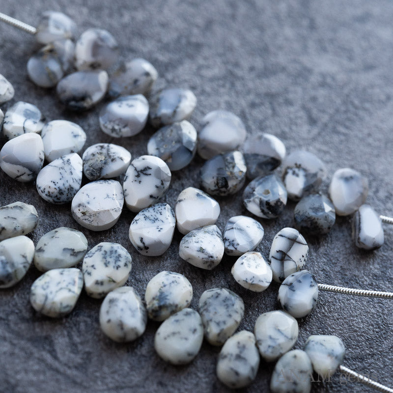 デンドリティックオパール(デンドライト) MOMO花スライスカットビーズ