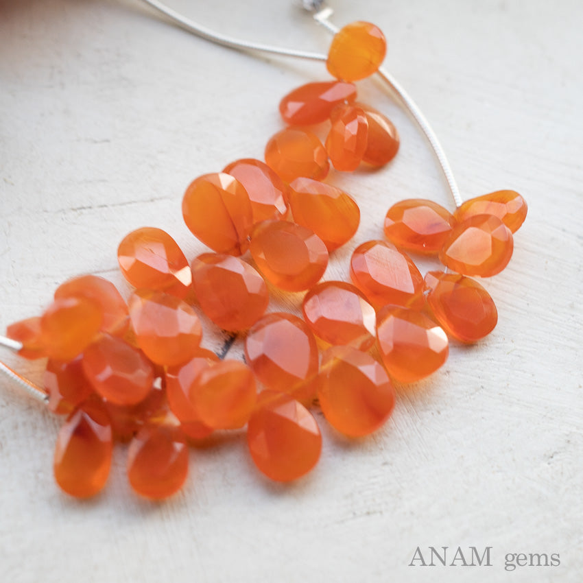 カーネリアン MOMO花スライス カットビーズ
