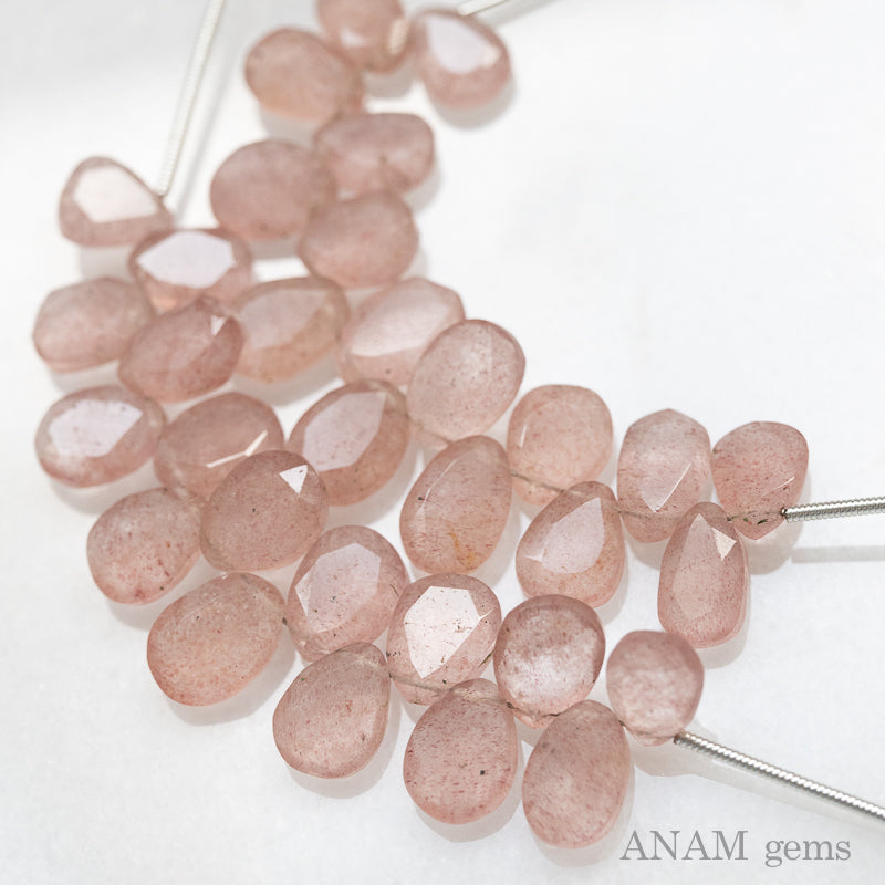 ストロベリークォーツ MOMO花スライスカット ビーズ