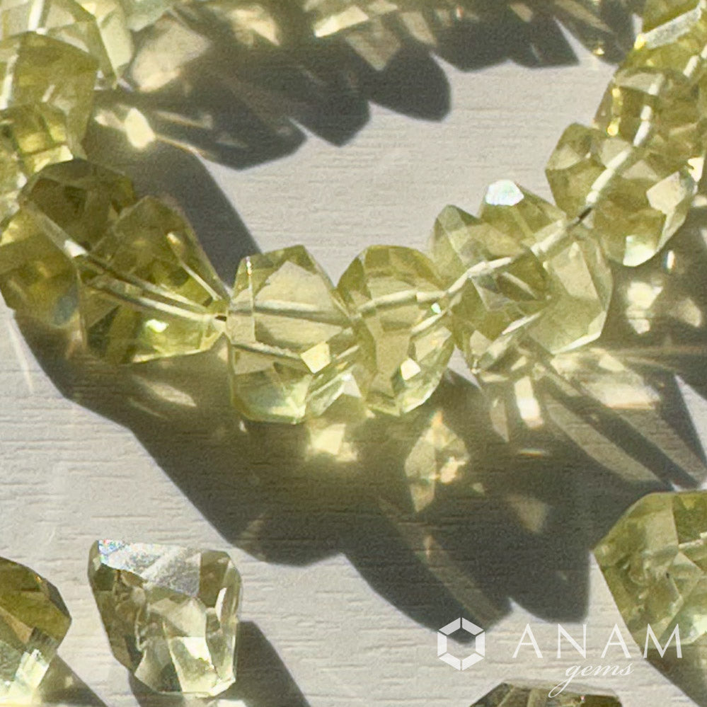 レモンクォーツ ラフ ボタン タンブル ビーズ