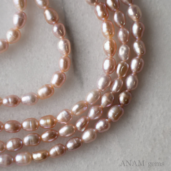 【大人気】【天然色】ピンク 淡水パール ライス 6-7mm