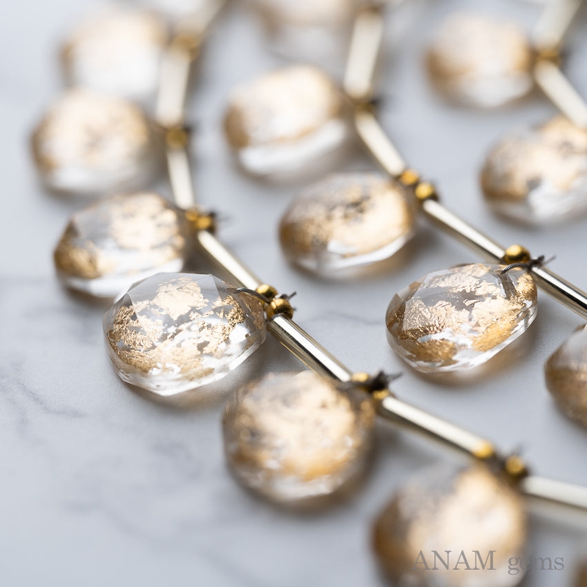 Gold Foil Quartz Doublet Rose Cut Beads