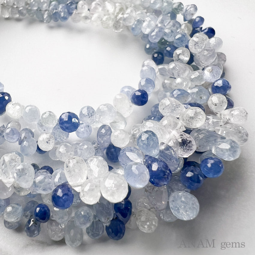 セイロン ブルー&ホワイトサファイア ドロップカット|清涼感ある夏の青い雫