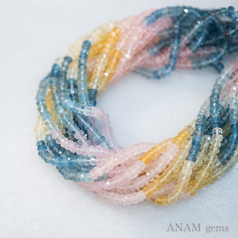 【산타 마리아 컬러 아쿠아 마린 포함】 멀티 컬러 베릴 버튼 컷 (Londel) 3mm Aquamarine Morganite Heliodol (노란색 베리)