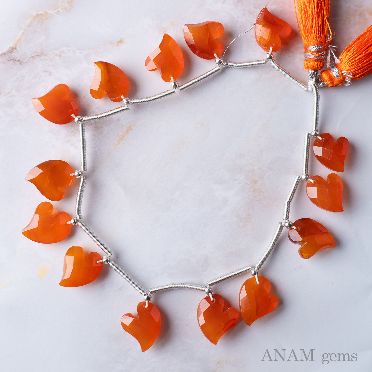 カーネリアン ハート カット ビーズ