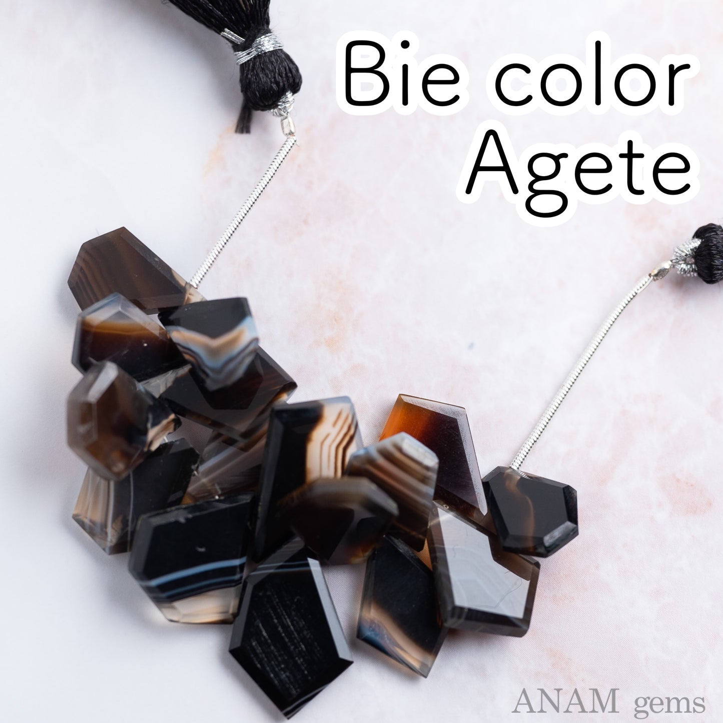 バンテッドバイカラーアゲート タブレットスライス【ブラック-ホワイト】