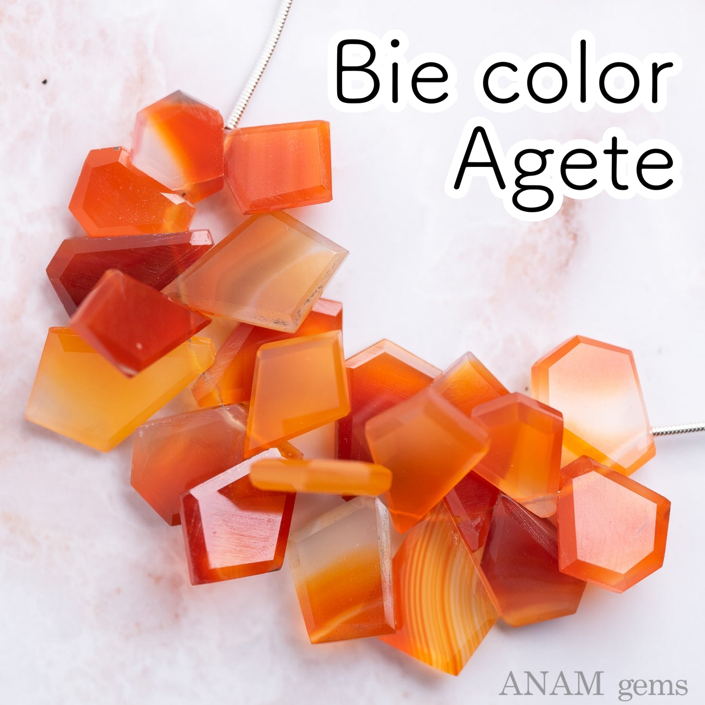バンテッドバイカラーアゲート タブレットスライス【オレンジ-ホワイト】