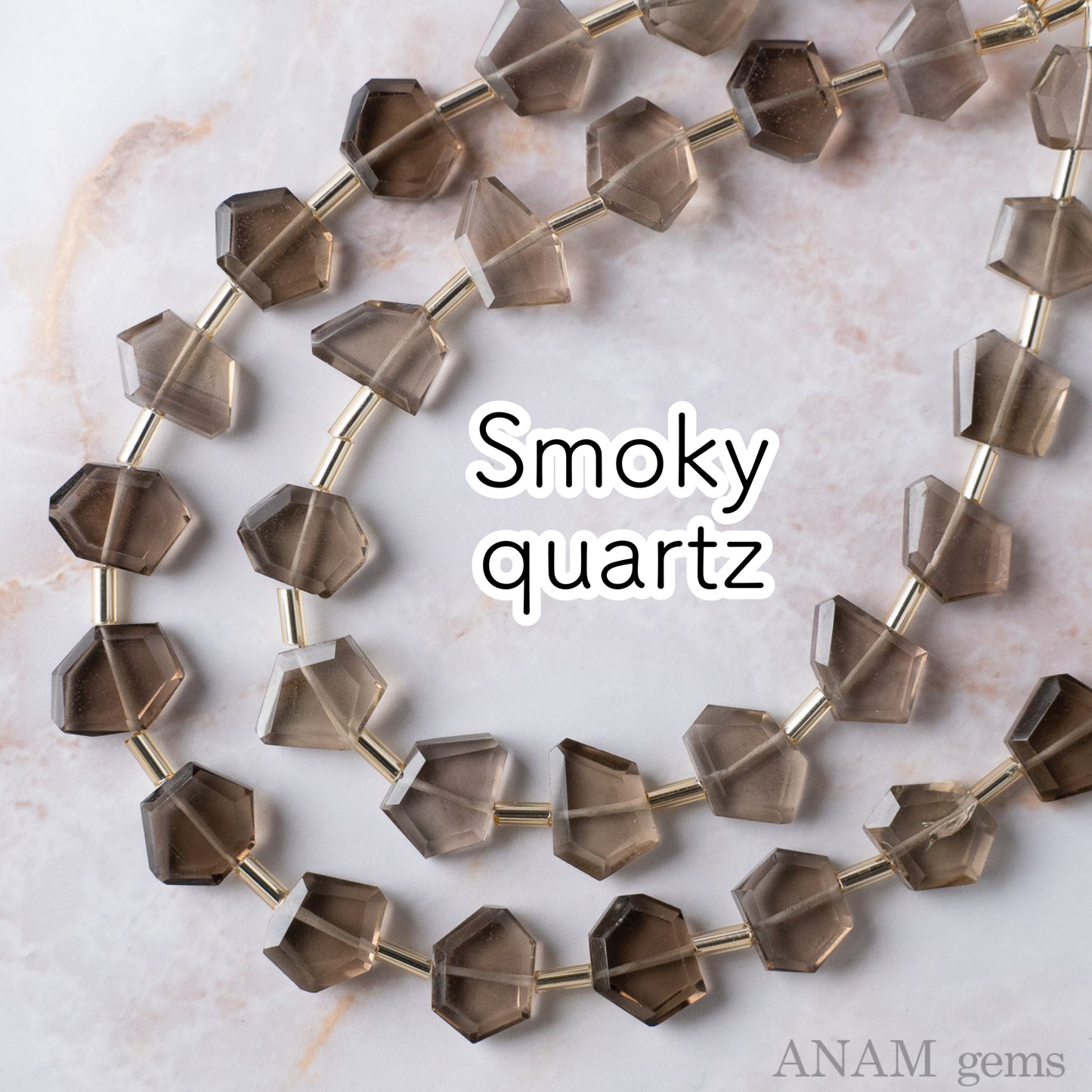 スモーキークォーツ オクタゴンスライスビーズ