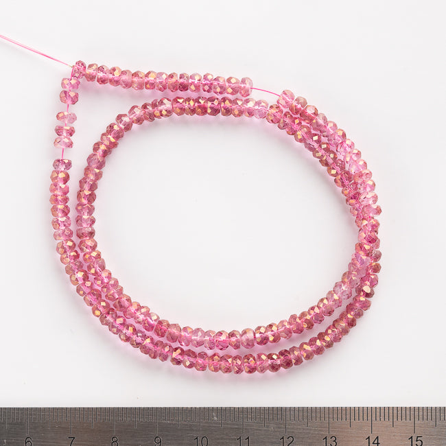 コーティング ピンク トパーズ ボタンカット 1連