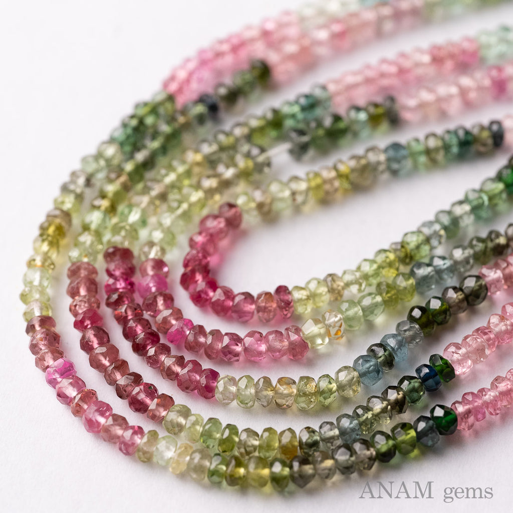 マルチカラー トルマリン ボタンカット ブルー入り-ANAM gems 