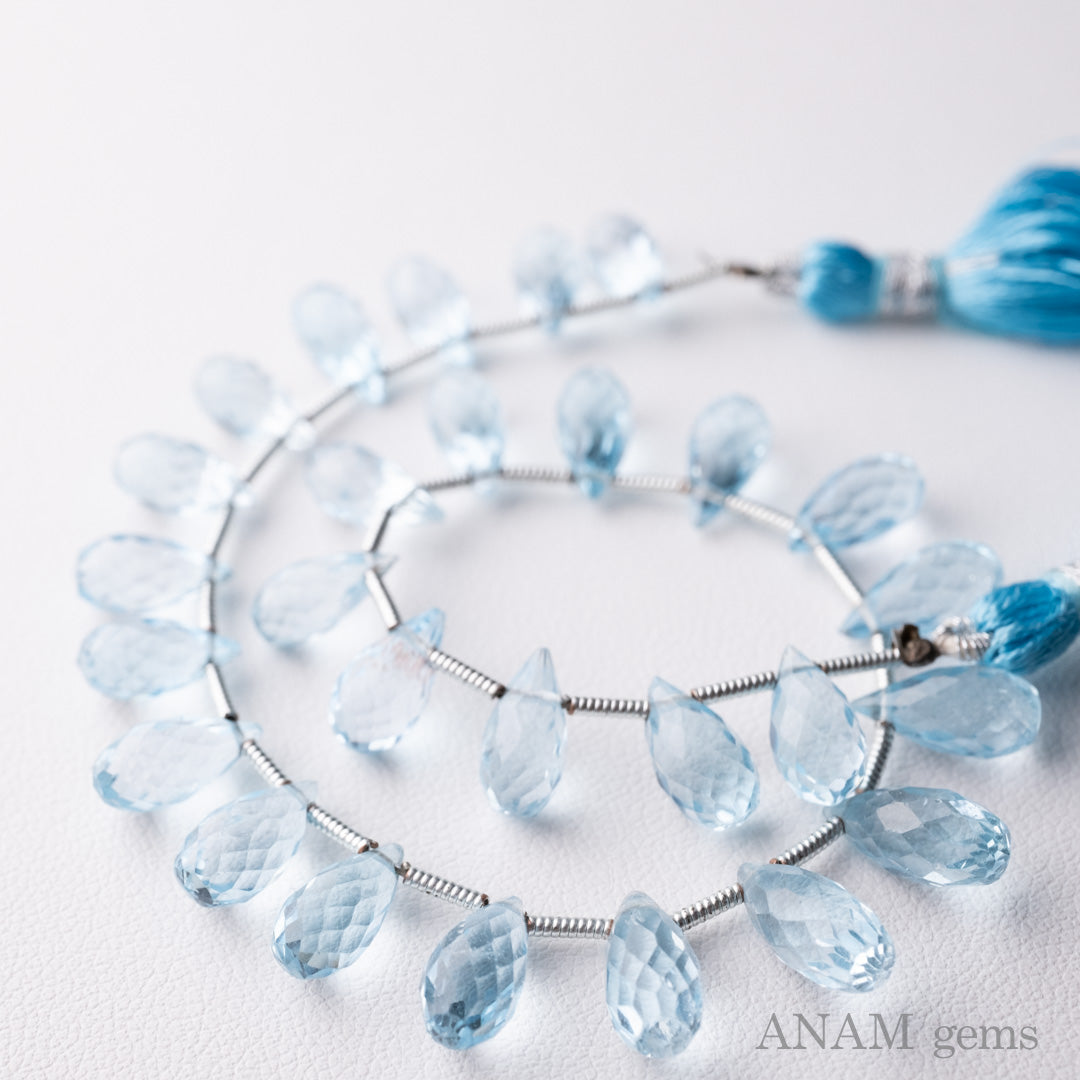 1点もの】ブルートパーズ ドロップ ブリオレット カット-ANAM gems‖ハンドメイドアクセサリー用天然石ビーズを卸売価格で販売♪