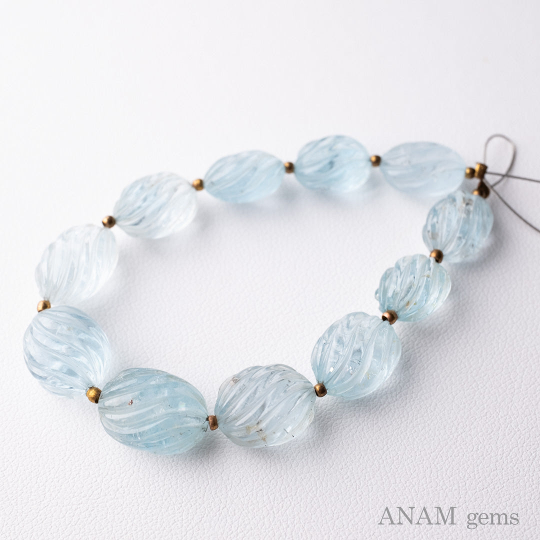 1点もの】アクアマリン ツイスト オーバル-ANAM gems‖ハンドメイドアクセサリー用天然石ビーズを卸売価格で販売♪