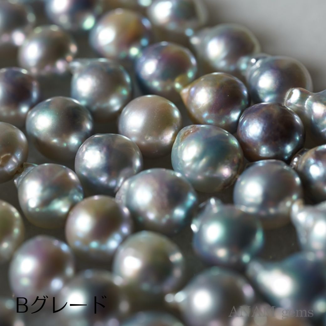 [Natural color] Akoya Pearl Baroque Gray Pearl Beads