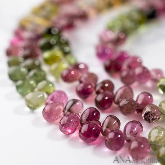 [Transparency] Multicolor Tourmaline Smooth Drop Beads