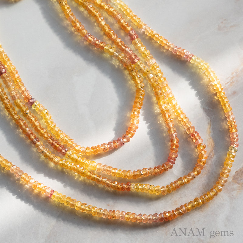 Yellow orange sapphire gradient button cut (Londel) beads