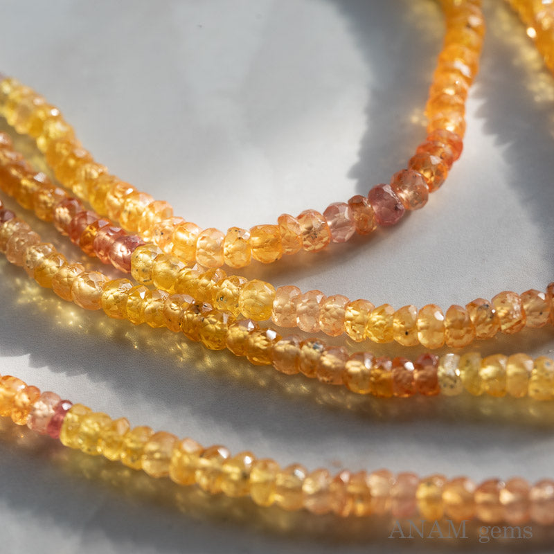 Yellow orange sapphire gradient button cut (Londel) beads
