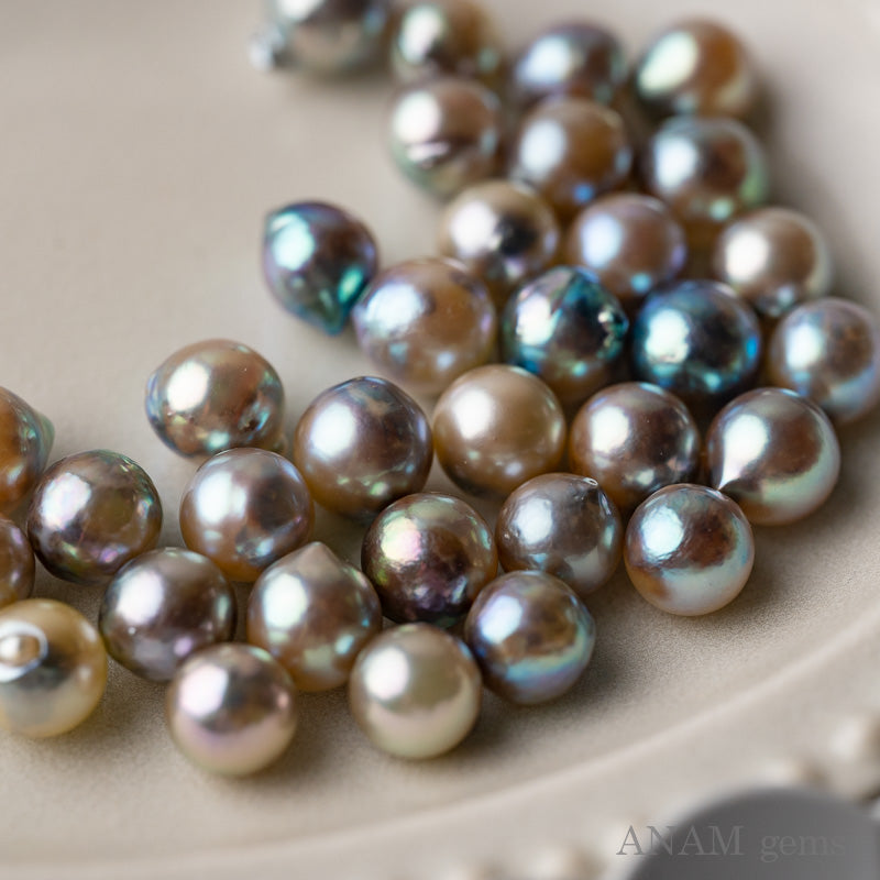 激美！大粒・あこや真珠・ナチュラルグレー・8.0～8.5ミリ珠です。