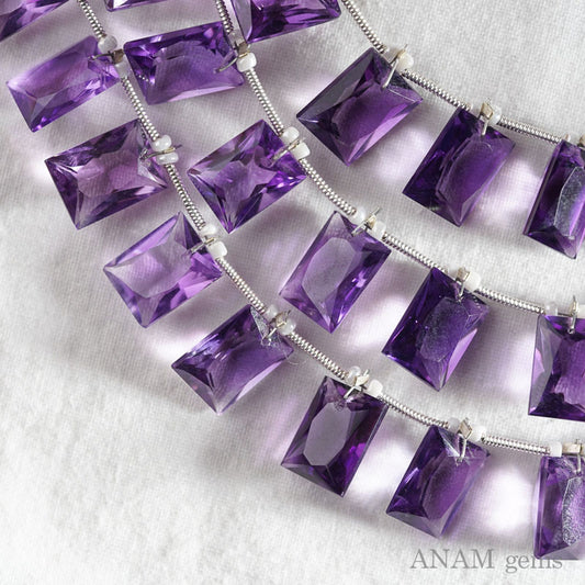 【Repeat Many】 Amethyst Lectangle Facet Cut Beads