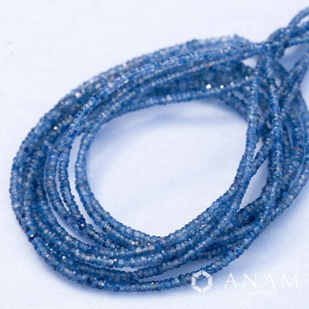 選べる４色】 ブルー サファイア ボタンカット ビーズ-ANAM gems 