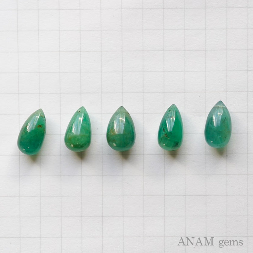 [Large grains over 1cm] Emerald smooth drop beads [from Zambia]