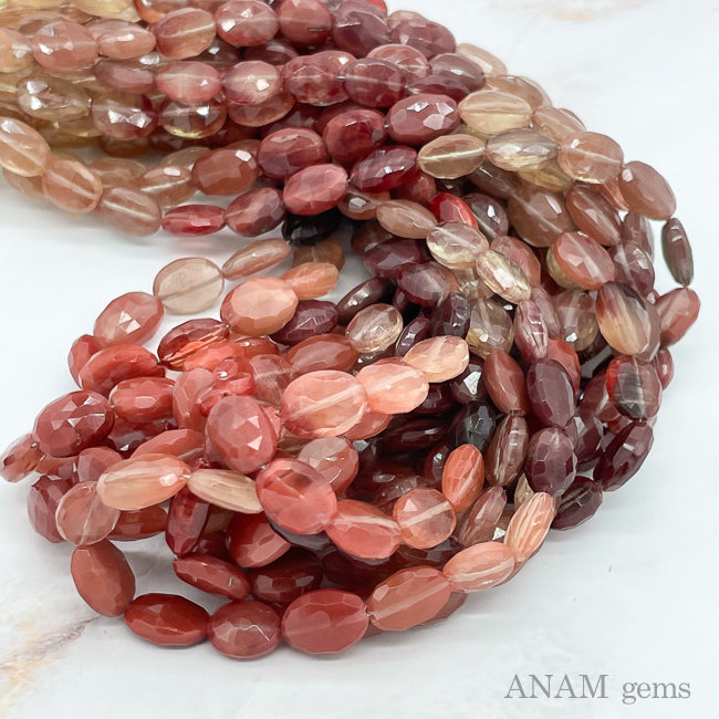 チベット産アンデシン オーバルカットビーズ-ANAM gems‖ハンドメイド